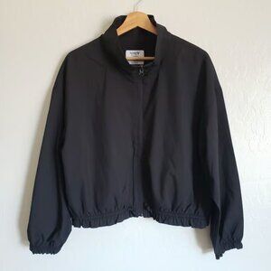 Old Navy StretchTech Ruffle Trim Boxy Full Zip Jacket Black Size Women's Large